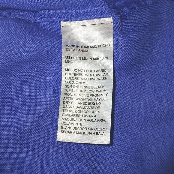 CHICOS Womens 2.5 14 100% Linen Career Casual 3/4 Sleeve Button Blue Top Blouse - Picture 5 of 5